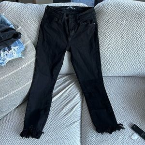 Just black denim cropped fringe jeans size 26